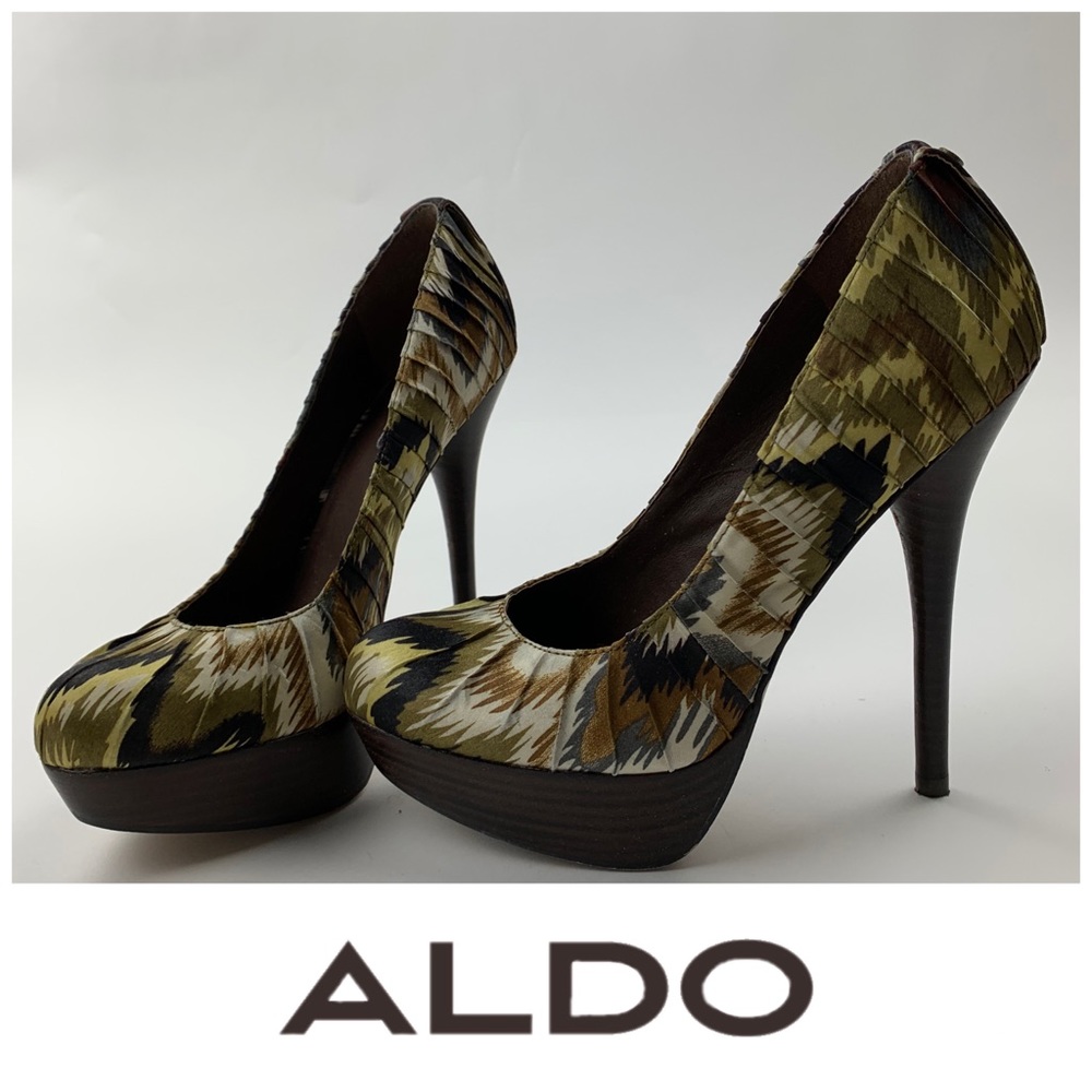 ALDO Jaylona Abstract Ikat Print Platform Stiletto Heels Size 7